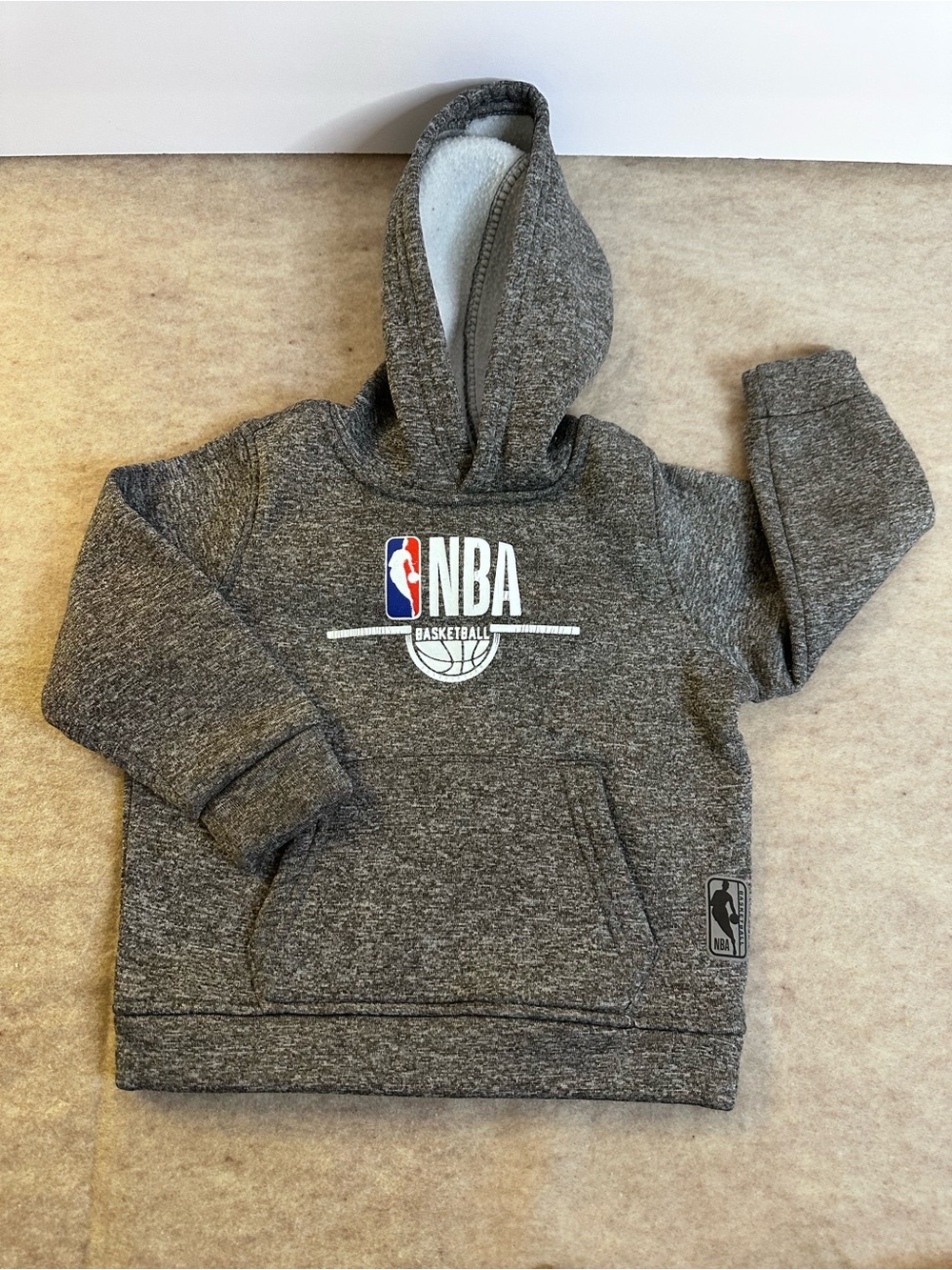 Official NBA Basketball Heather Grey Pullover Hoodie Size 24M